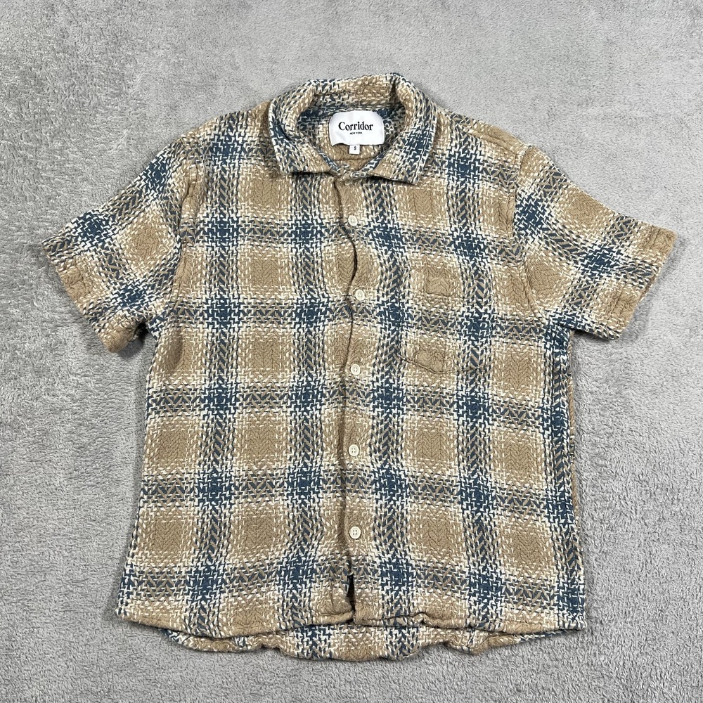 Corridor NYC Shirt Mens Small Acid Plaid Rumba Button Up Short Sleeve Pocket